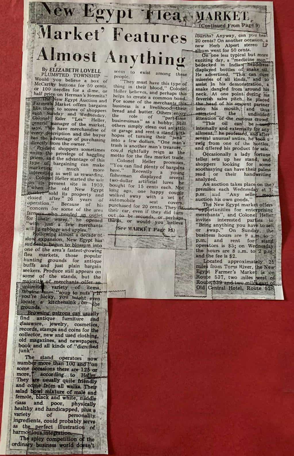 Article12/8/1968 New Egypt Auction Grew Into Flea Market