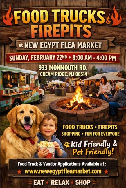 New Egypt Flea Market, NJ - Food Trucks & Firepits Event